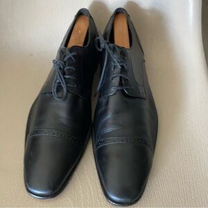 BOSS Hugo Boss Mens Black Leather brogue Cap Toe Oxford Dress Shoes Size 11